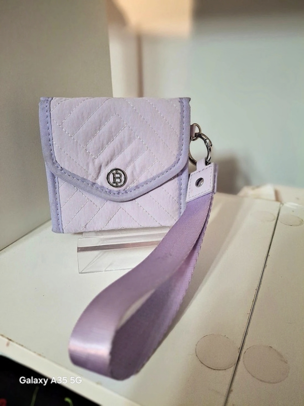 Quilted Wristlet Wallet in Purple